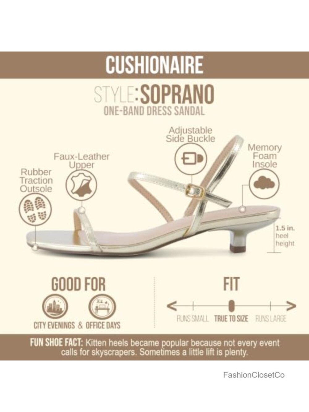 Strappy Kitten Heel Sandal with Ankle Strap Memory Foam - Picture 3 of 6